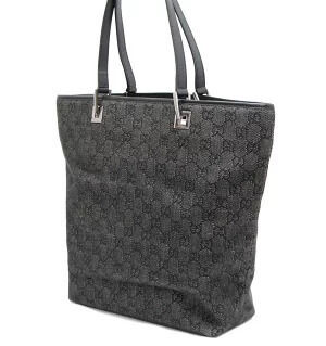 Gucci leather canvas bag black GG bucket tote